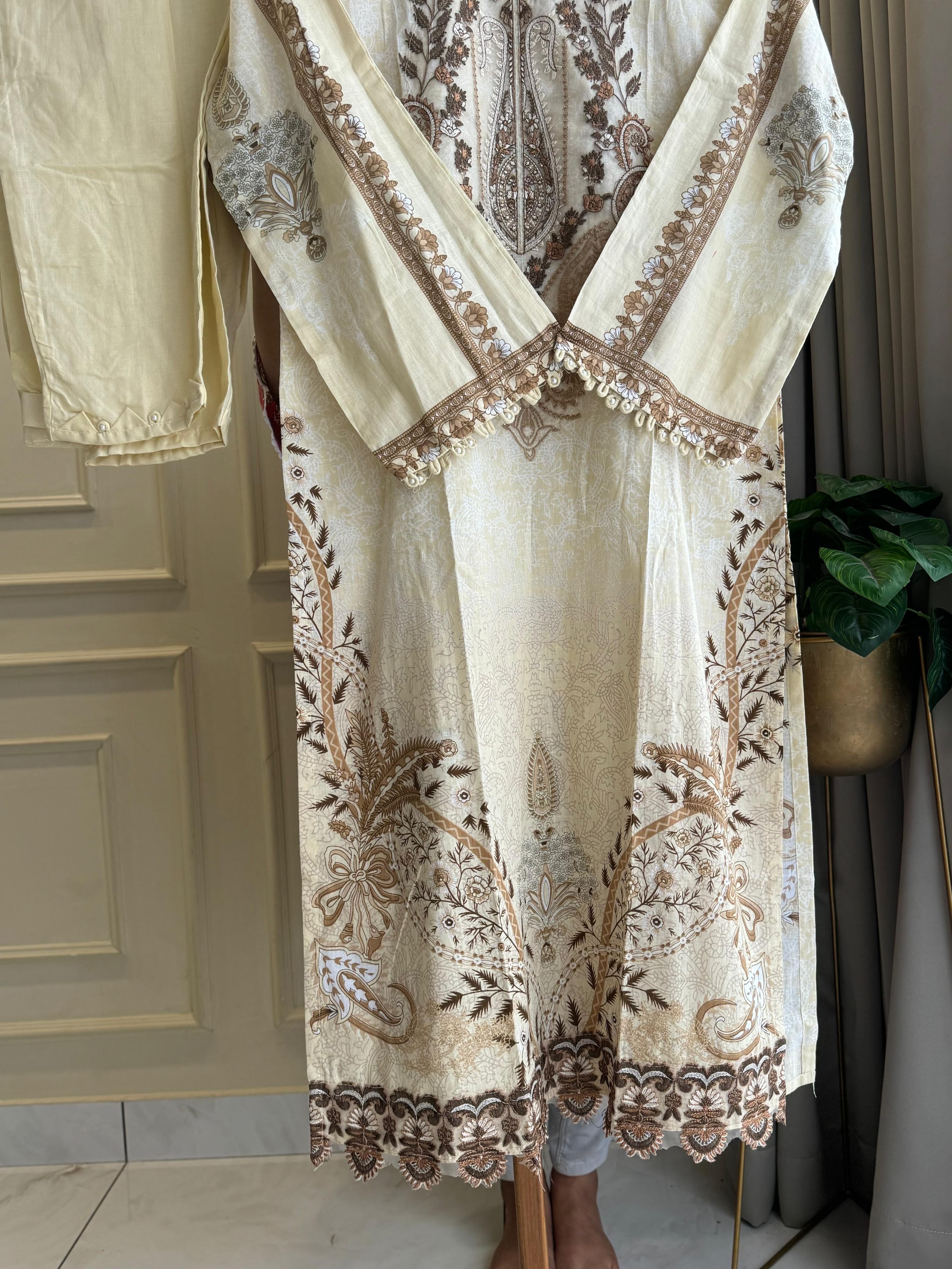 New Stitched Embellished Floral Suit-6