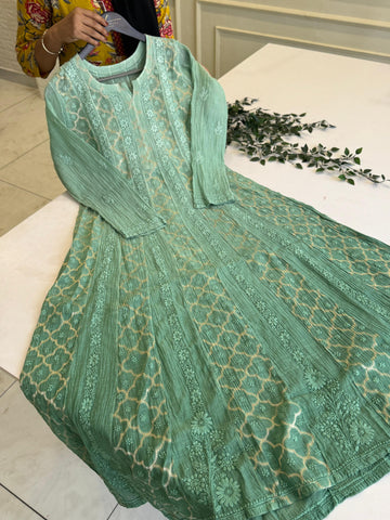 Authentic chikankari Anarkali -Kurta