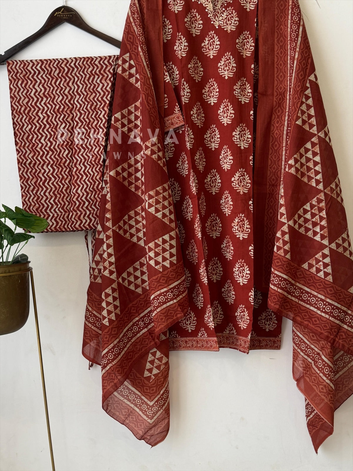 Intricate Block-Printed Cotton Suit Set
