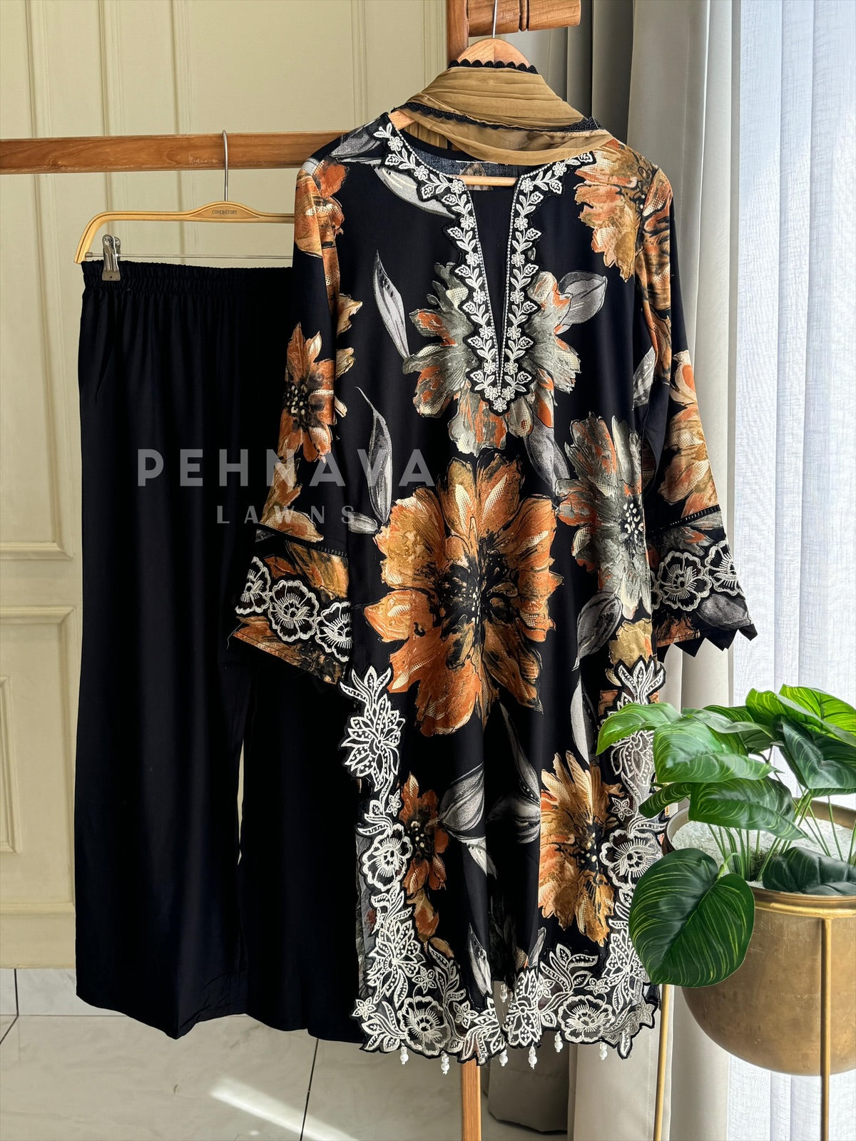 Floral Embroidery Kurtha set