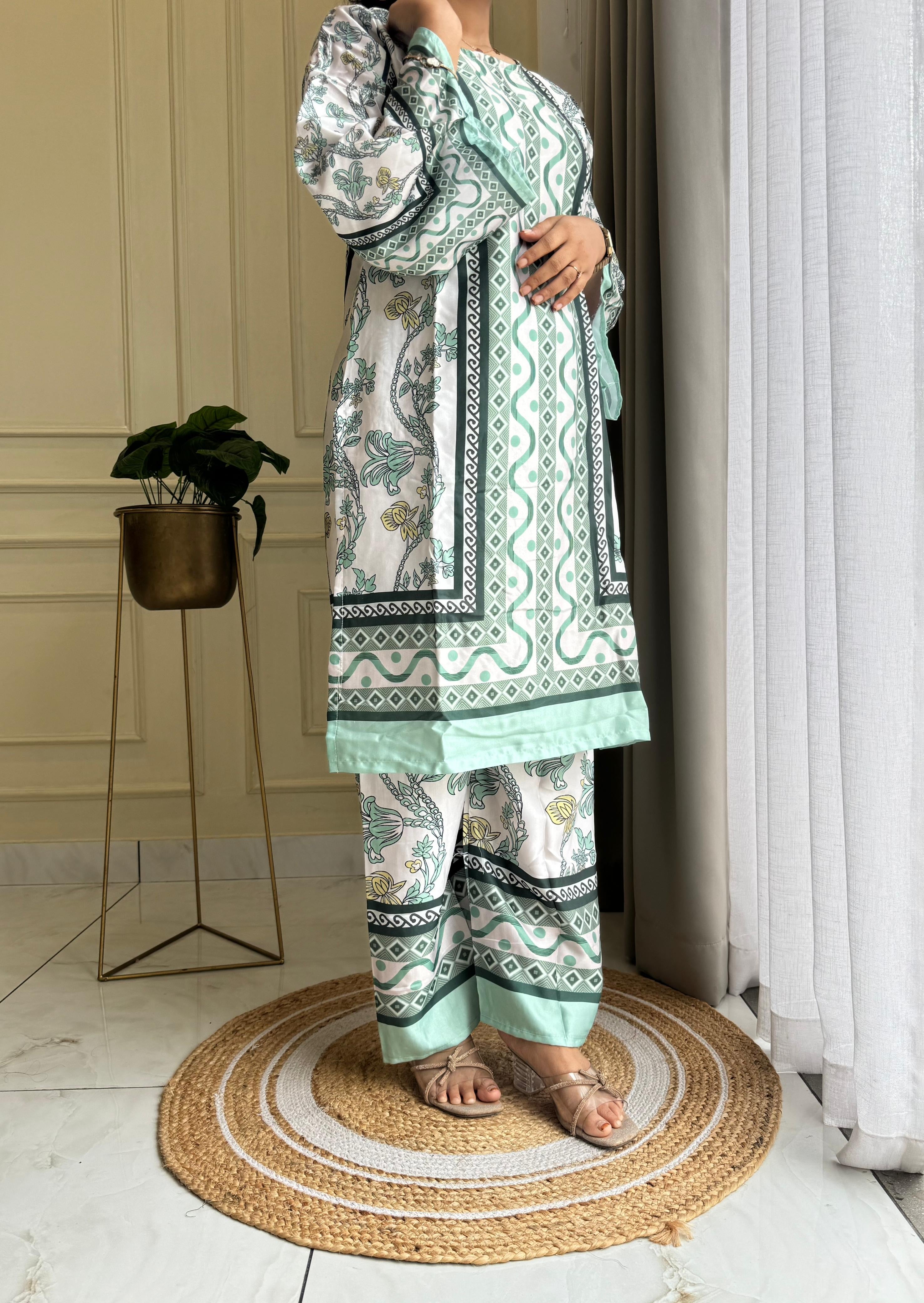 Modern Two Piece Co-Ord Set-Green