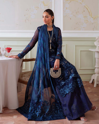 Royal Blue Net & Silk Bridal/Festive Suit