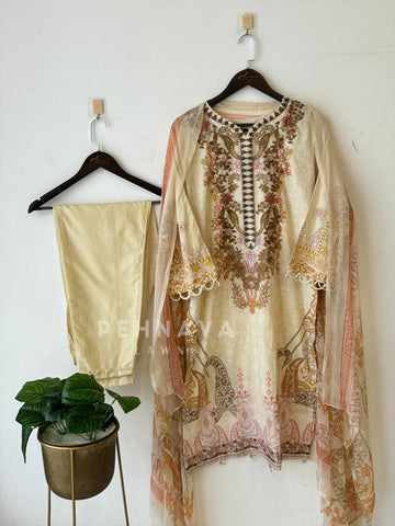 Embroidery Printed Suit Set-1518