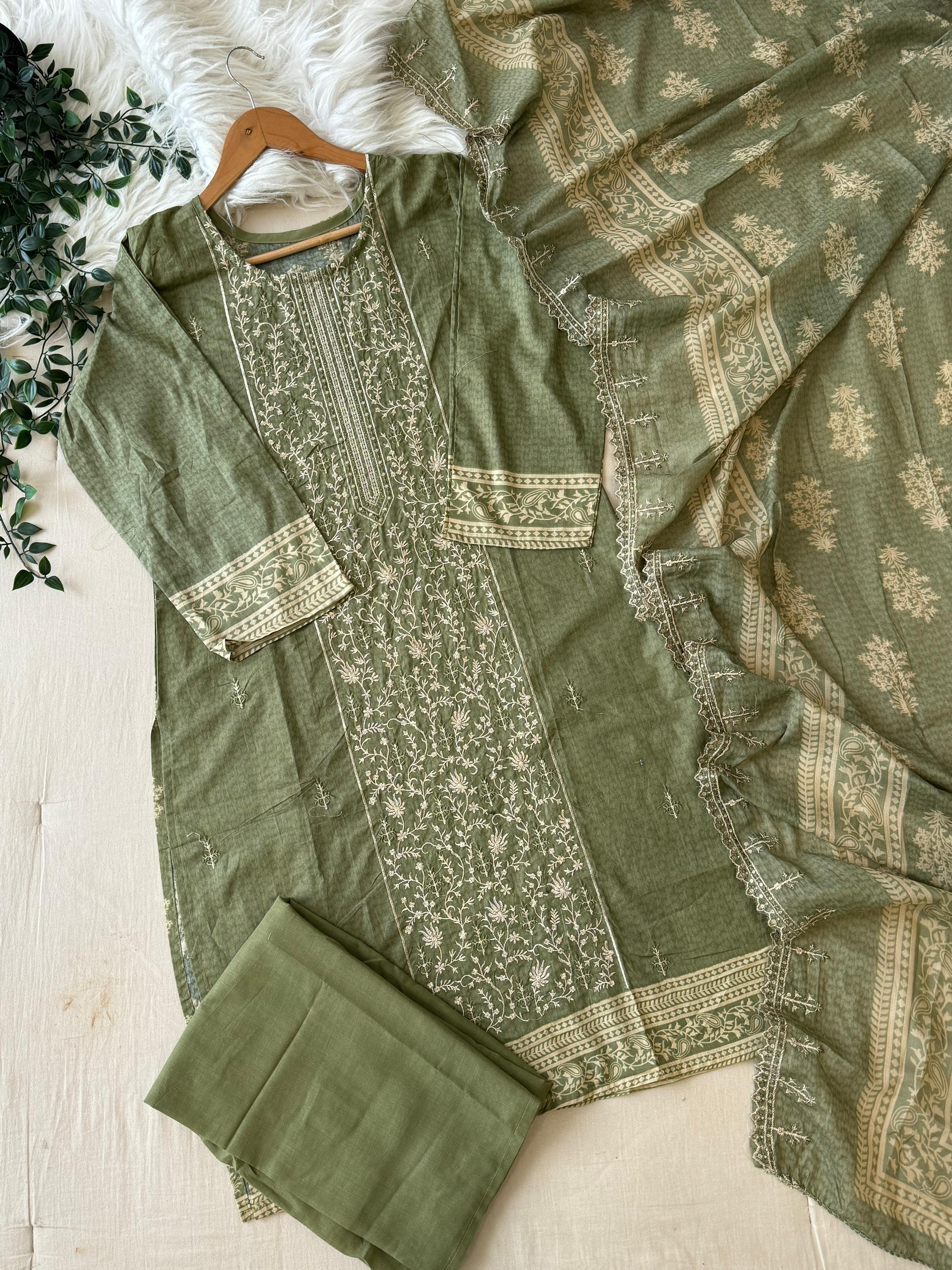 Cotton Embroidered Suit Ft.Cotton Duppatta-3605