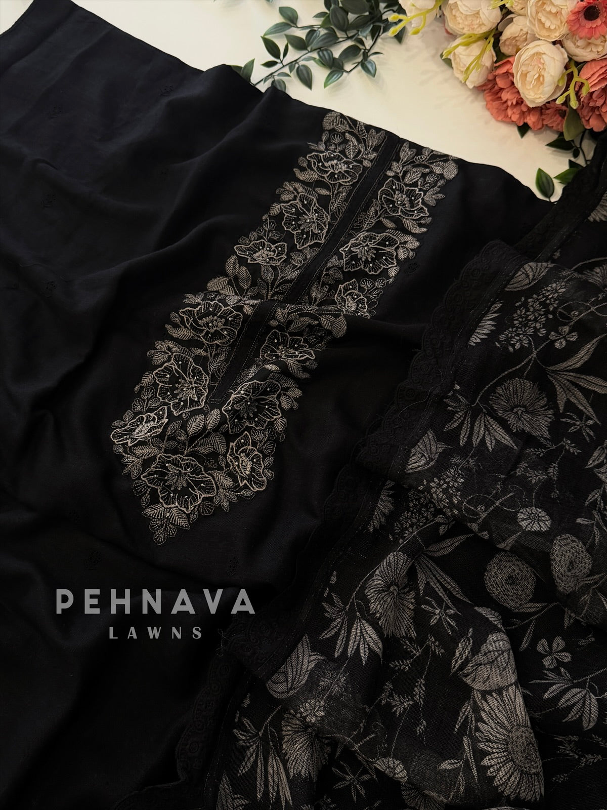 Paisley Embroidered Unstitched Ensemble