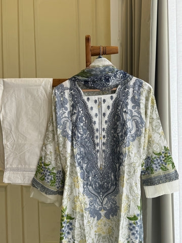 Pakistani printed suit ft-Cutwork embroidered dupatta-01