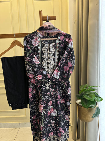 Black Printed Modern Pakistani Suit-1