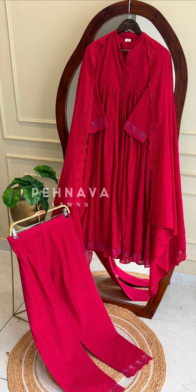 Lace-Trimmed Kurta Set-6404