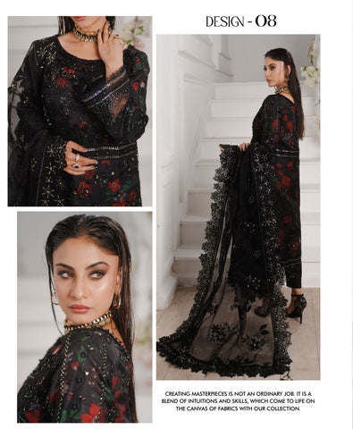GLAMOURA BY NOOR'S SEMI-STITCHED 3PC | D-08