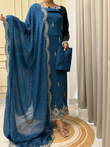 Pure Chinnon handworked Un-stitched suit-1628