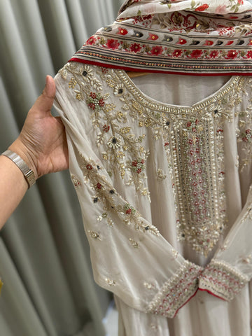 Premium Handwork Anarkali Suit with Floral Print Dupatta