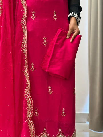 Pure Chinnon handworked Un-stitched suit-1628