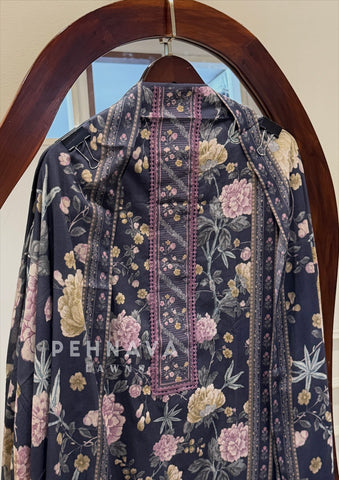 Floral Printed Unstitched Suit C-18