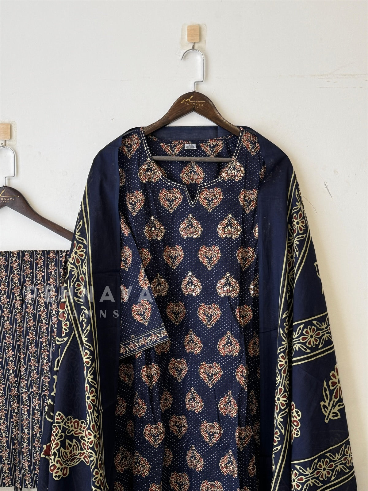 Ajrakh Printed Cotton Kurthi Set