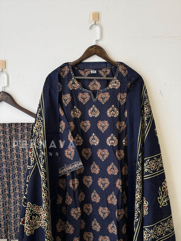 Ajrakh Printed Cotton Kurthi Set