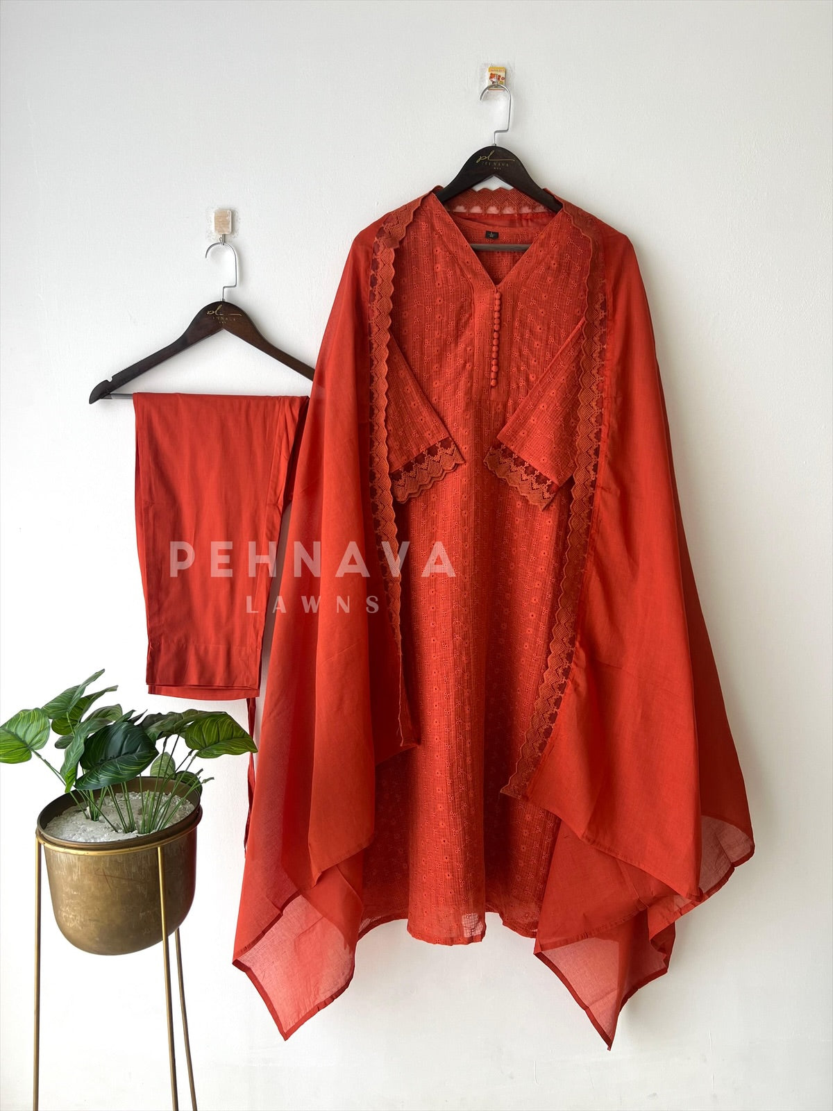 Cotacheck Embroidered Suit-Hkoba