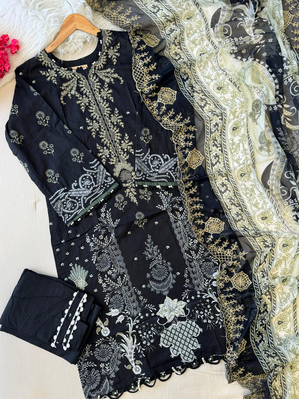 Black Block Printed Pakistani Suit