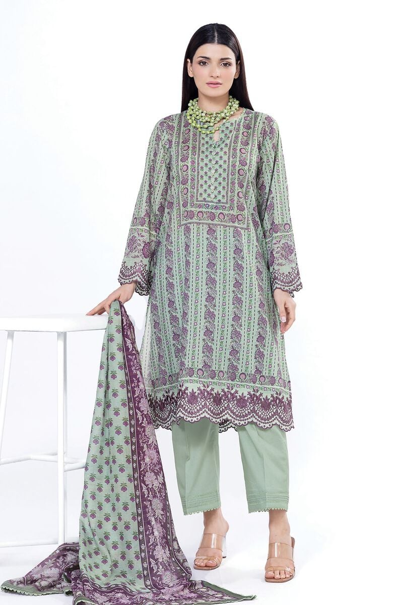 Khaadi Unstitched embroidered Lawn suit-0102