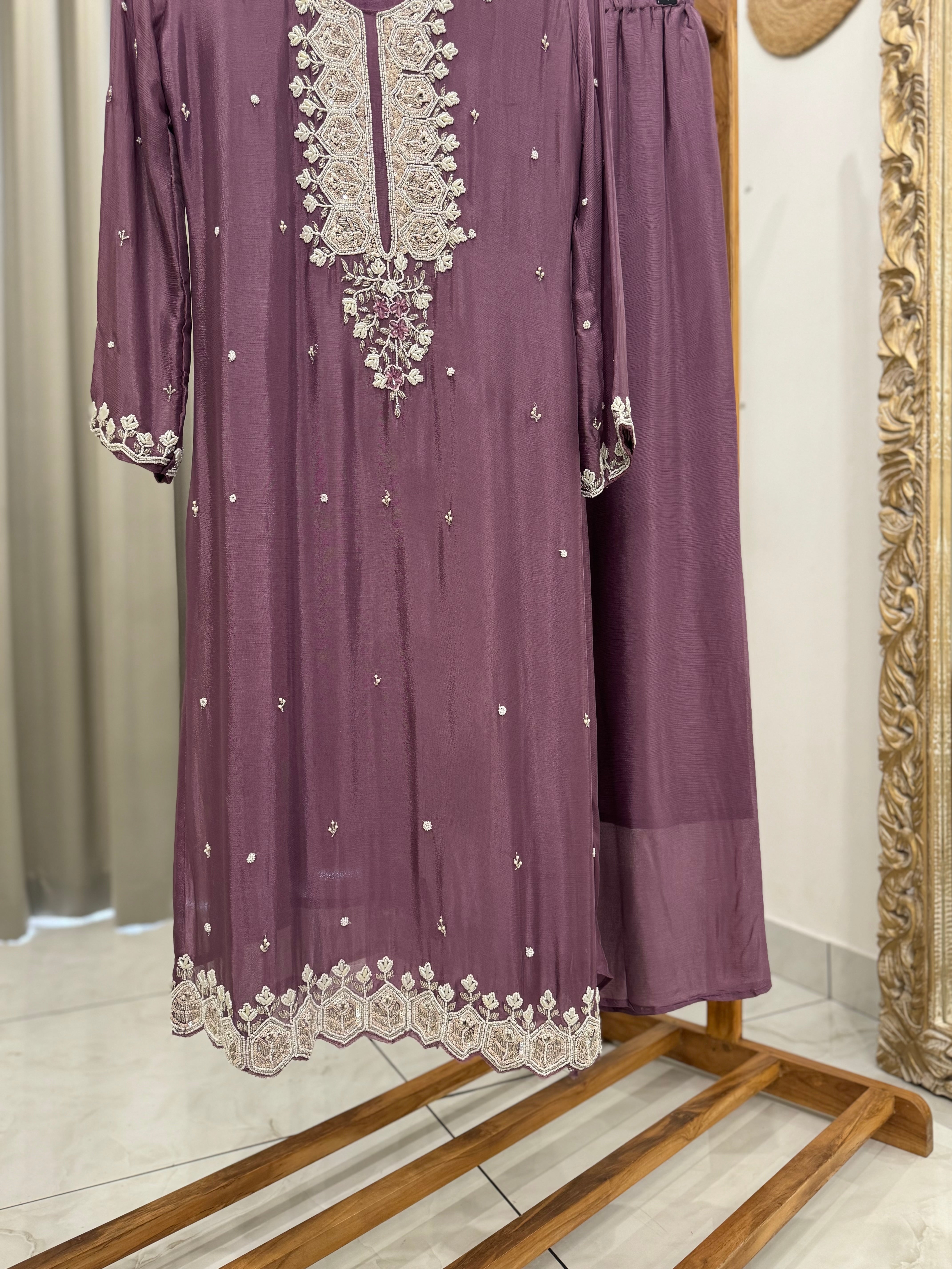 Chinnon handworked suit with  wide palazzo-color options available