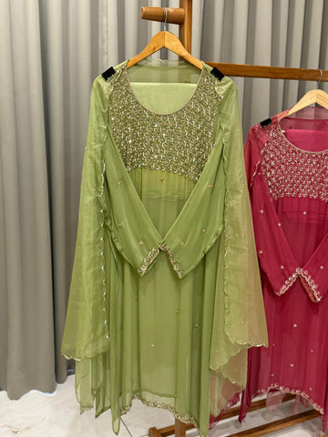 Semi stitched chiffon handwork suit