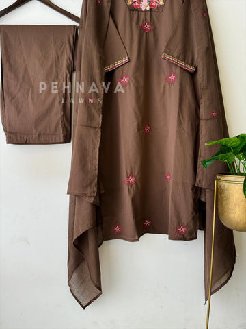 Pure Cotton Floral Embroidered Suit - Pehnava Lawns