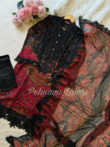Black&Red Cotton Suit-1144