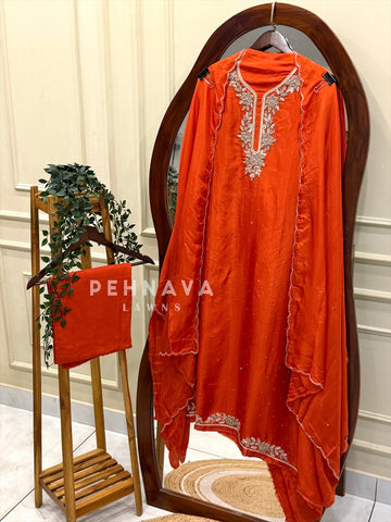 Premium Crepe Handworked Unstitched Suit H 5190