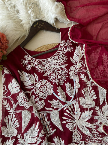 Party Wear Chiffon Georgette Suit Set-Colour Options - Pehnava Lawns