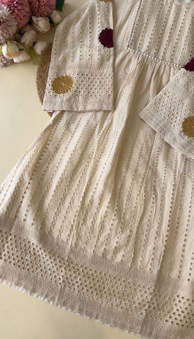 White Hakoba suit with Embroidery detailings