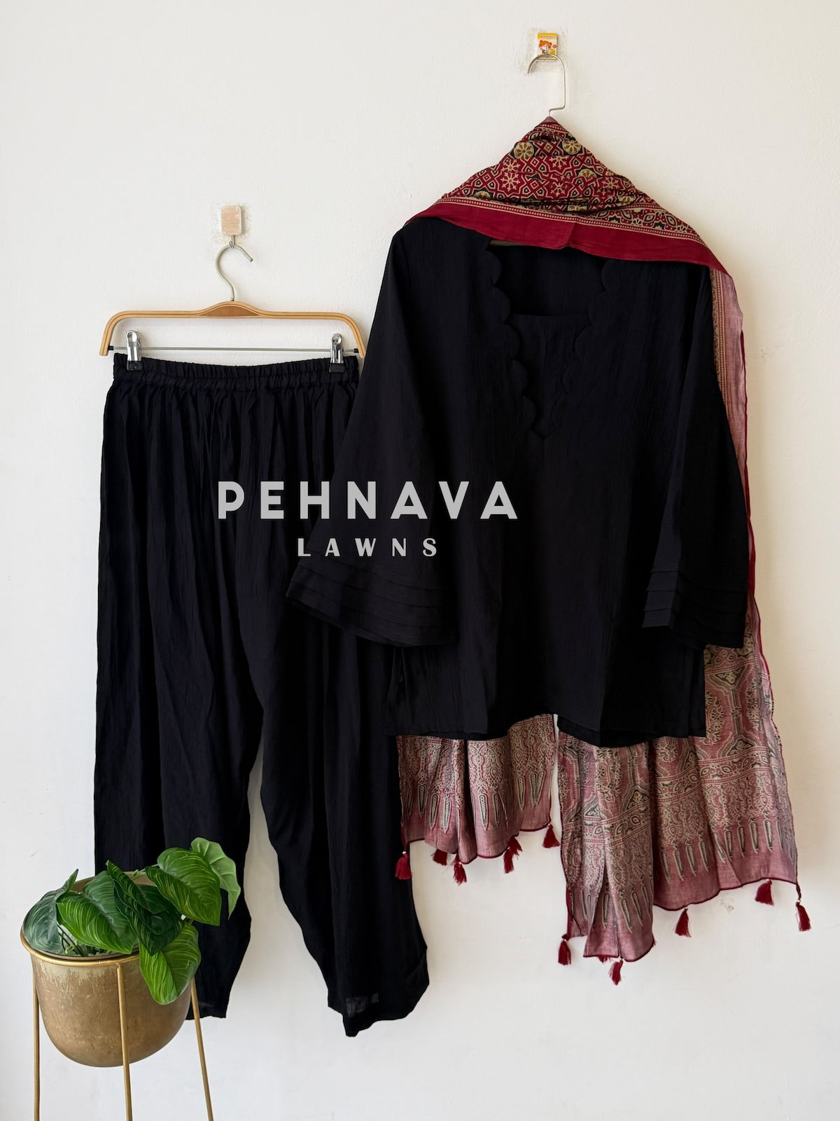 Farshi Shalwar Set with Ajrak Printed Dupatta