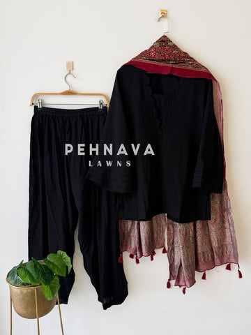 Farshi Shalwar Set with Ajrak Printed Dupatta