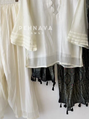 Farshi Shalwar Set with Ajrak Printed Dupatta