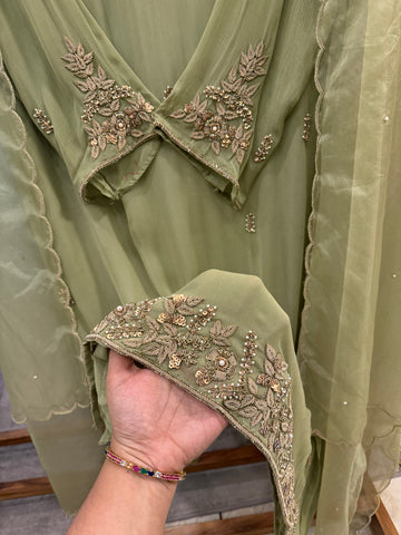 Premium chiffon handwork semi-stitched suit-with color options
