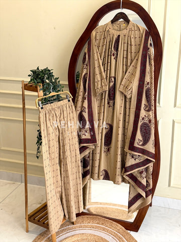 Halter Neck Pleated Printed Suit Set 4603