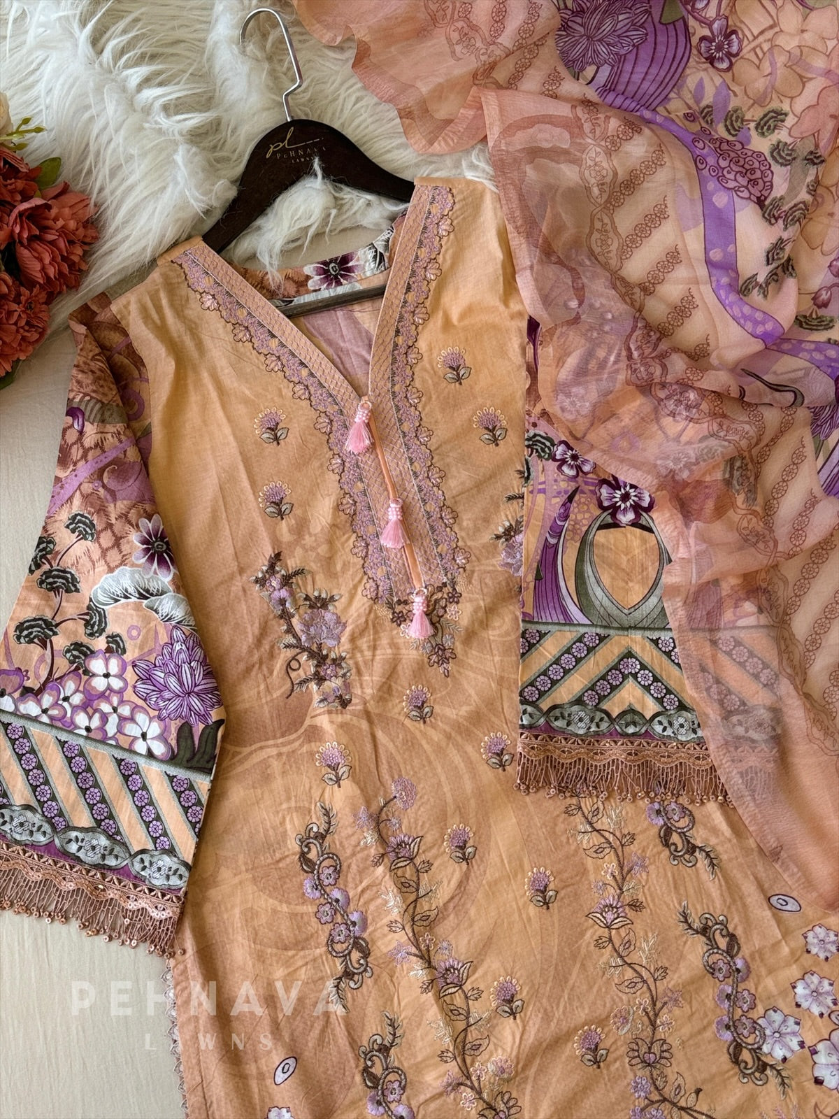 Floral Embroidered Cotton Suit -4104