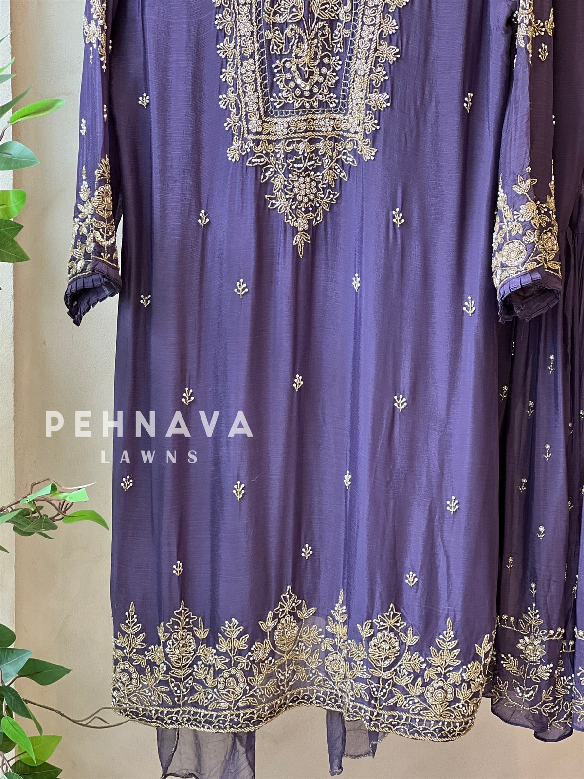 Heavily Handworked Sharara with Pure Chiffon Dupata - Pehnava Lawns