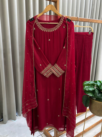 Premium Handworked Soft Organza Suit