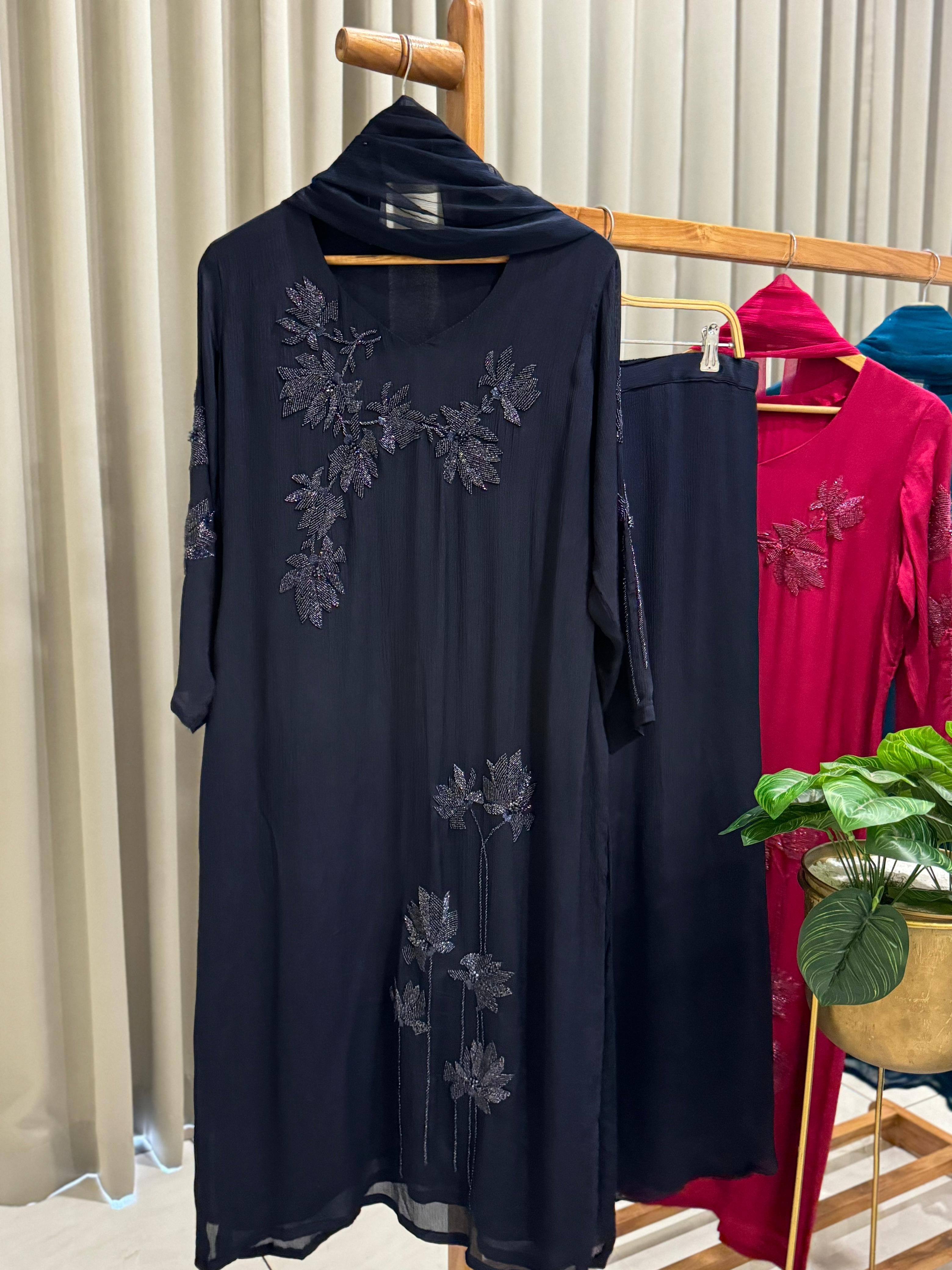 Floral Handworked Chinnon Salwar Kameez