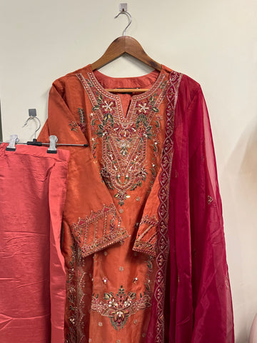 Organza embroidered suit-1252