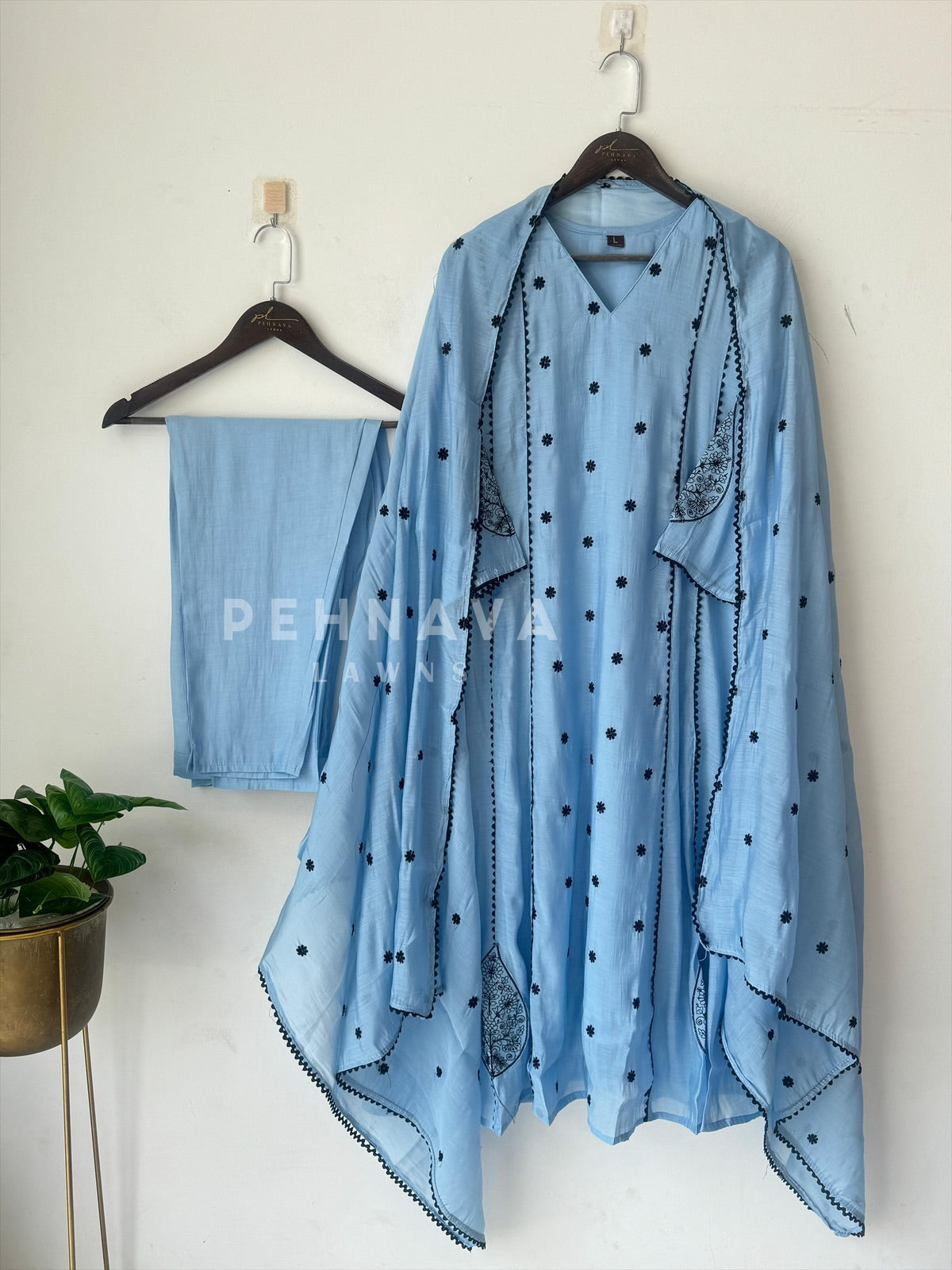 Elegant Embroidered A-line Suit