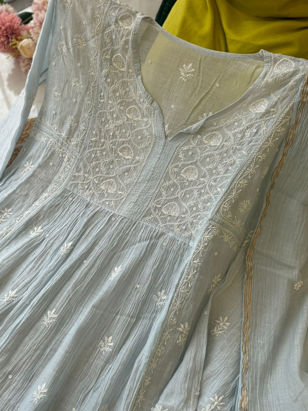 Authentic chikankaari embroidered suit- Blue