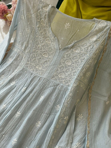 Authentic chikankaari embroidered suit- Blue