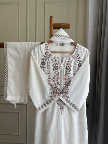 Elegant Cotton Embroidered suit-0302