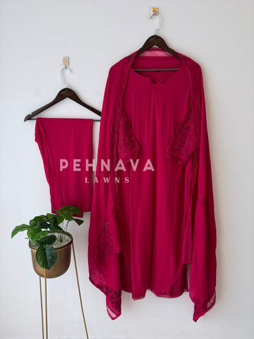 Embroidered Lace Detailed Suit-1001