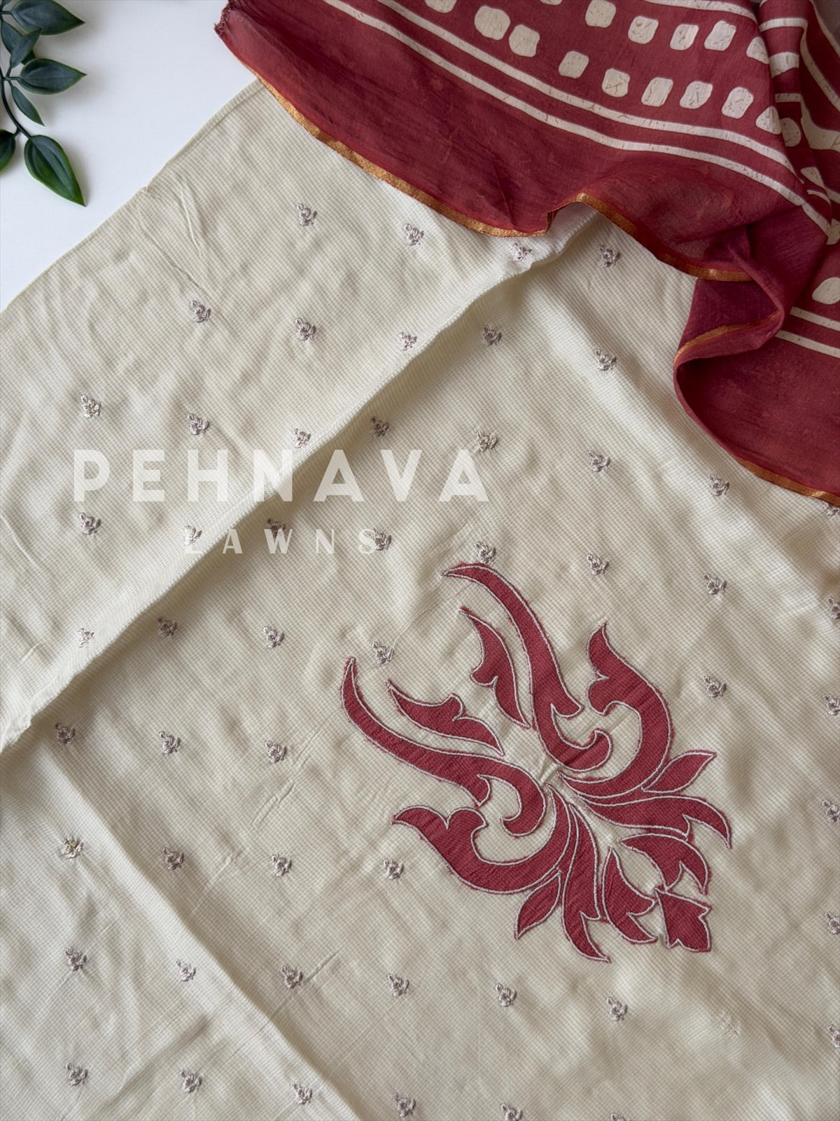 Cotacheck Embroidered Unstitched Suit-4070 - Pehnava Lawns