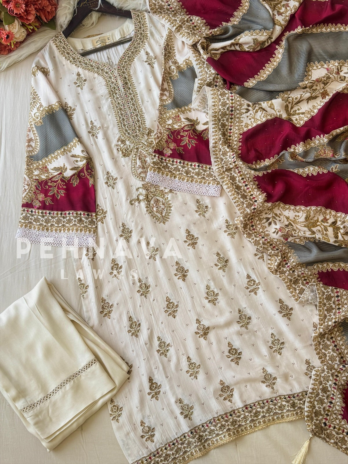 Muslin Unstitched Suit-319B - Pehnava Lawns