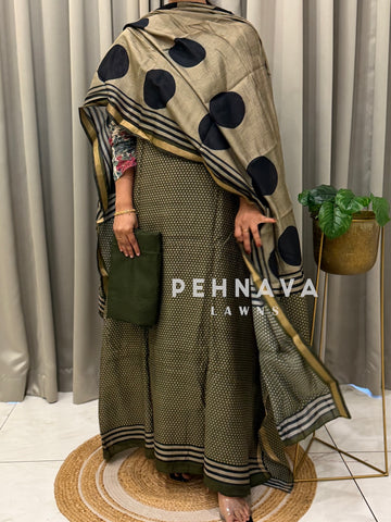 Maheshwari Unstitched Suit With Polka Dot Dupatta-4559