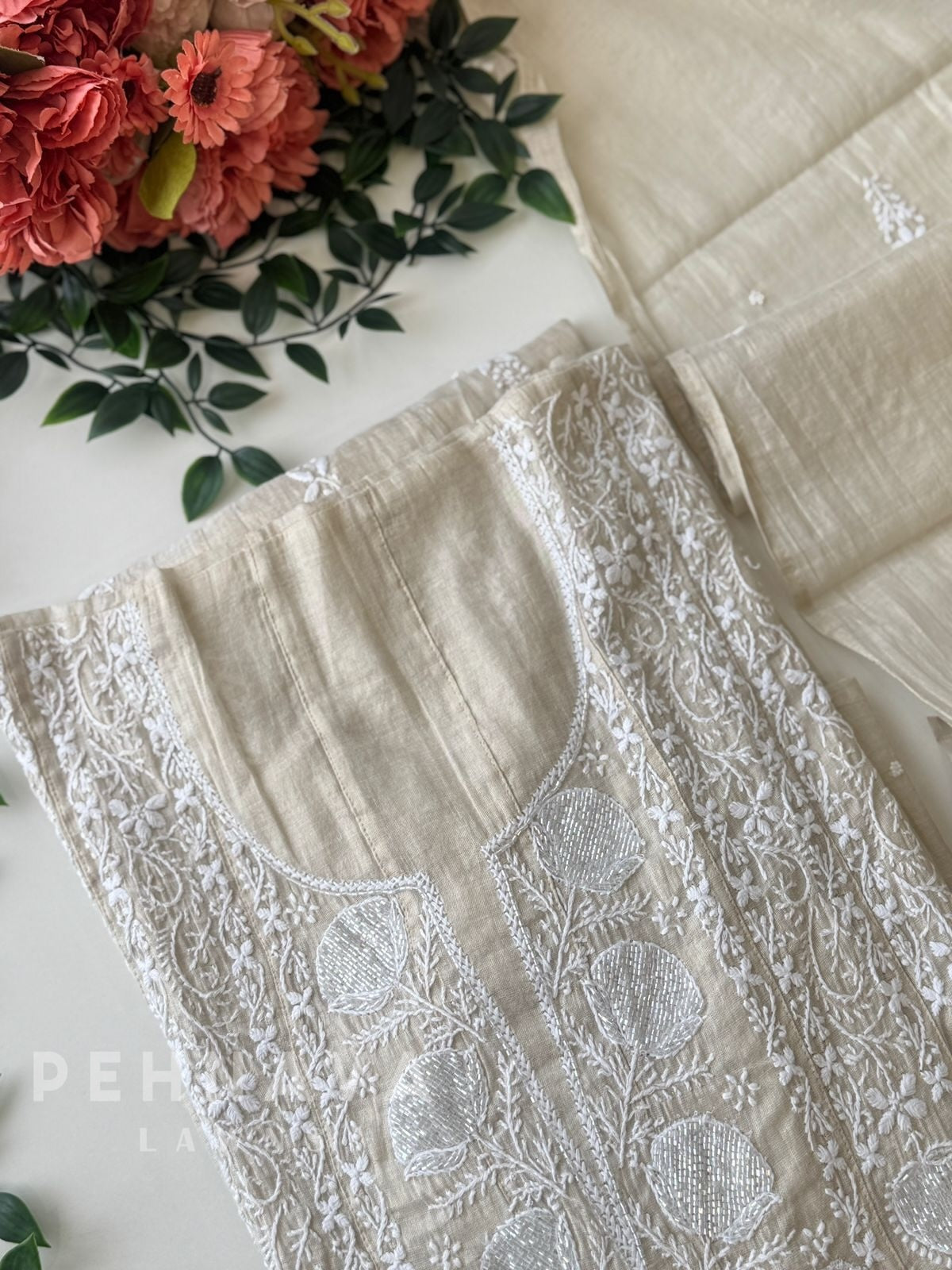 Premium Chikankari Semi-Stitched Suit - Pehnava Lawns