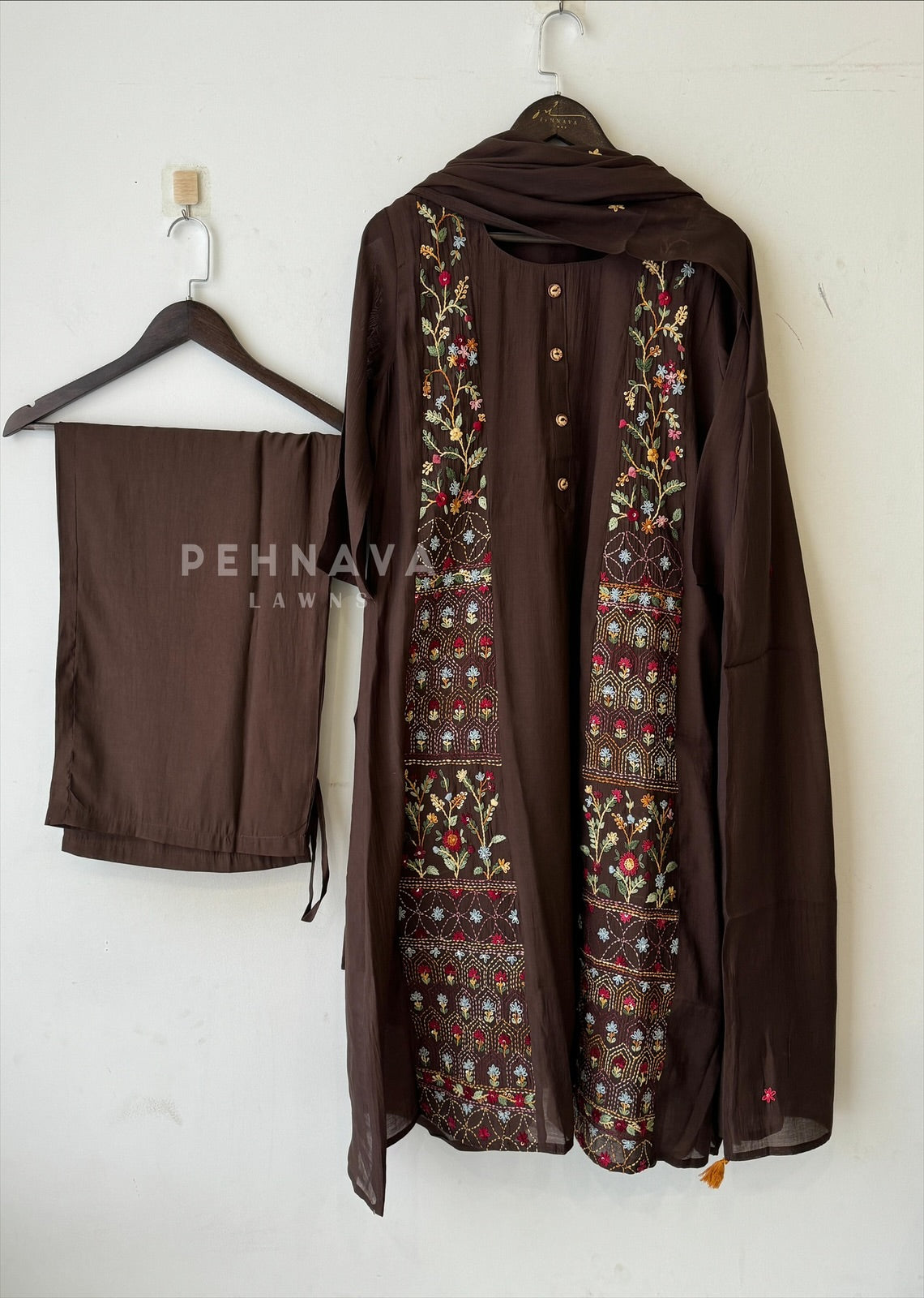 Chanderi Embroidered Suit Set