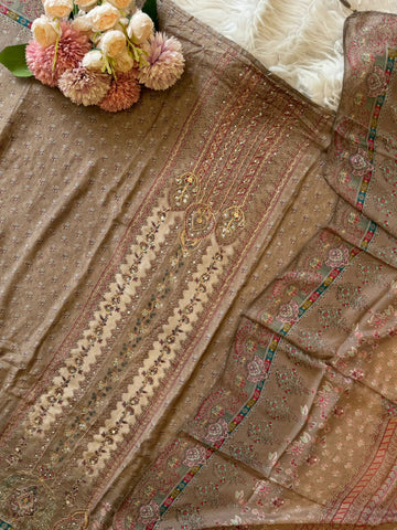 Dual Coloured Muslin Suit-228